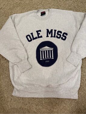 Soffe Light Gray Ole Miss Crewneck with Navy Logo